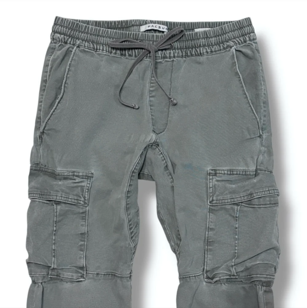 PACSUN Stretch Canvas Olive Slim Cargo Pants